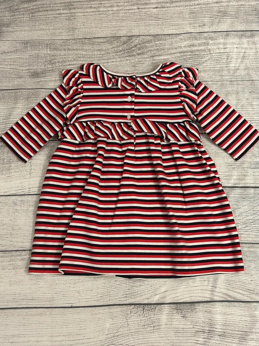 Janie and Jack Striped Ruffle dress size 12-18 months NWT